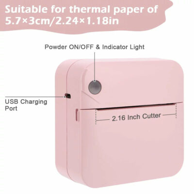 Mini Printer,  Bluetooth Pocket Thermal Printer Inkless Portable Sticker Printer Compatible with Ios and Android, Wireless Photo Printer for Printing Label, Journal, Study Notes, Memo, Photos