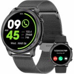 Smartwatch for Android and Iphone, 1.39-Inch Fitness Tracker with Bluetooth (Answer/Make Calls) for Men and Women, Alloy Black