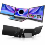 Most Affordable Laptop Screen Extender - 14.1" Triple Portable Monitor with Sturdy Metal Kickstand for 13-17 Inch Laptops