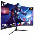 Most Affordable Curved MonitorPC Screen with Speaker 1080P, 1800R Computer Monitor with Eye Care Technology HDTV VGA,