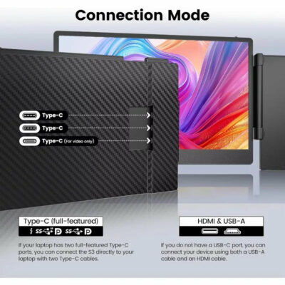 Laptop Screen Extender - 14.1" Triple Portable Monitor with Sturdy Metal Kickstand for 13-17 Inch Laptops