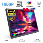 10.5-Inch Portable Monitor 1280P 100%Srgb 15:10 Low Blue Light for Xbox PS4 / 5 Switch Cell Phone PC Loptop Extension