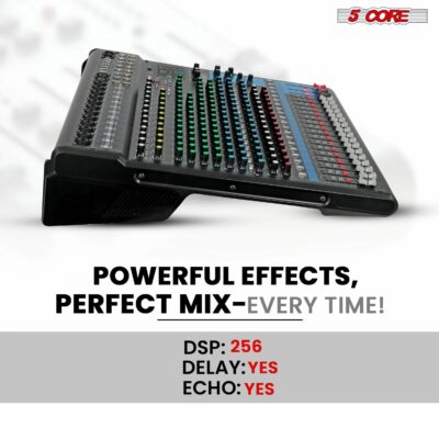 5Core Audio DJ Mixer 16 Channel Sound Board Console W 24 SPX Effect 48V Phantom Power