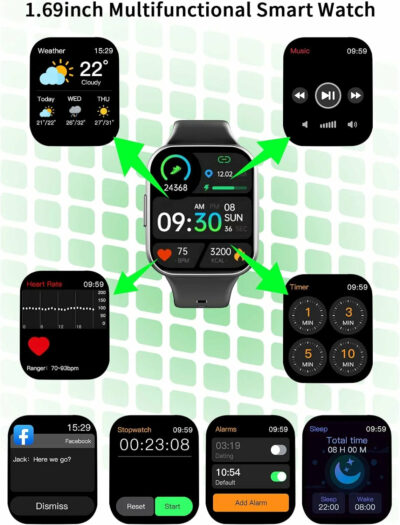 Smart Watch for Men Women, Fitness Tracker Heart Rate/Sleep Monitor, Fitness Watch Step/Calorie Counter, 25 Sport Modes IP68 Waterproof Activity Trackers, Smartwatch for Android Ios