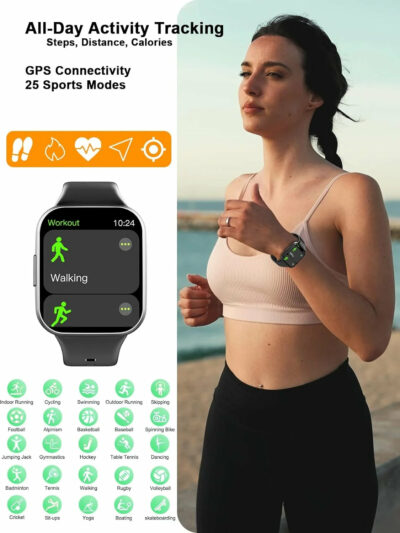 Smart Watch for Men Women, Fitness Tracker Heart Rate/Sleep Monitor, Fitness Watch Step/Calorie Counter, 25 Sport Modes IP68 Waterproof Activity Trackers, Smartwatch for Android Ios